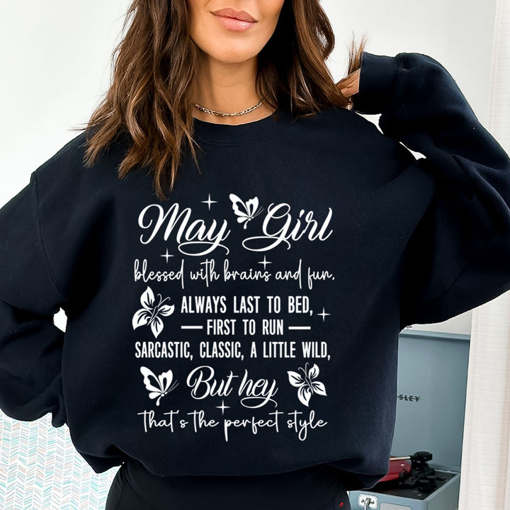 May Girl Blessed With Brains And Fun That's the Perfect Style - Cozy & Soft.