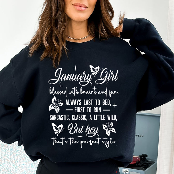 January Girl Blessed With Brains And Fun That's the Perfect Style - Cozy & Soft.
