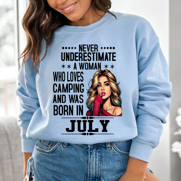 A Woman Who Loves Camping Was Born in July - Sweatshirt & Hoodie