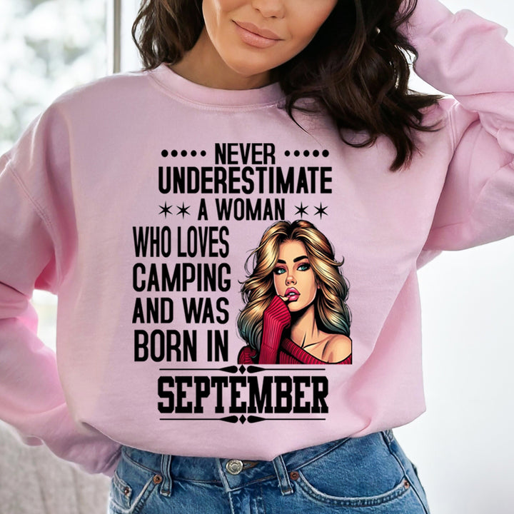 A Woman Who Loves Camping Was Born in September - Sweatshirt & Hoodie