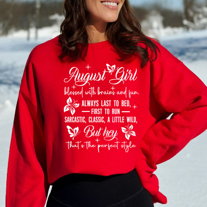 August Girl Blessed With Brains And Fun That's the Perfect Style - Cozy & Soft.