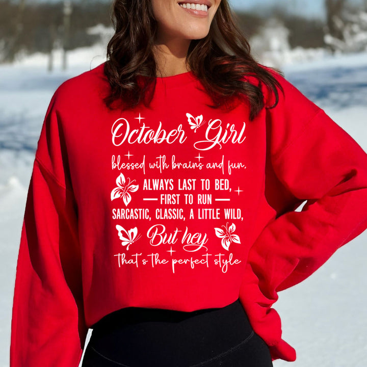 October Girl Blessed With Brains And Fun That's the Perfect Style - Cozy & Soft.