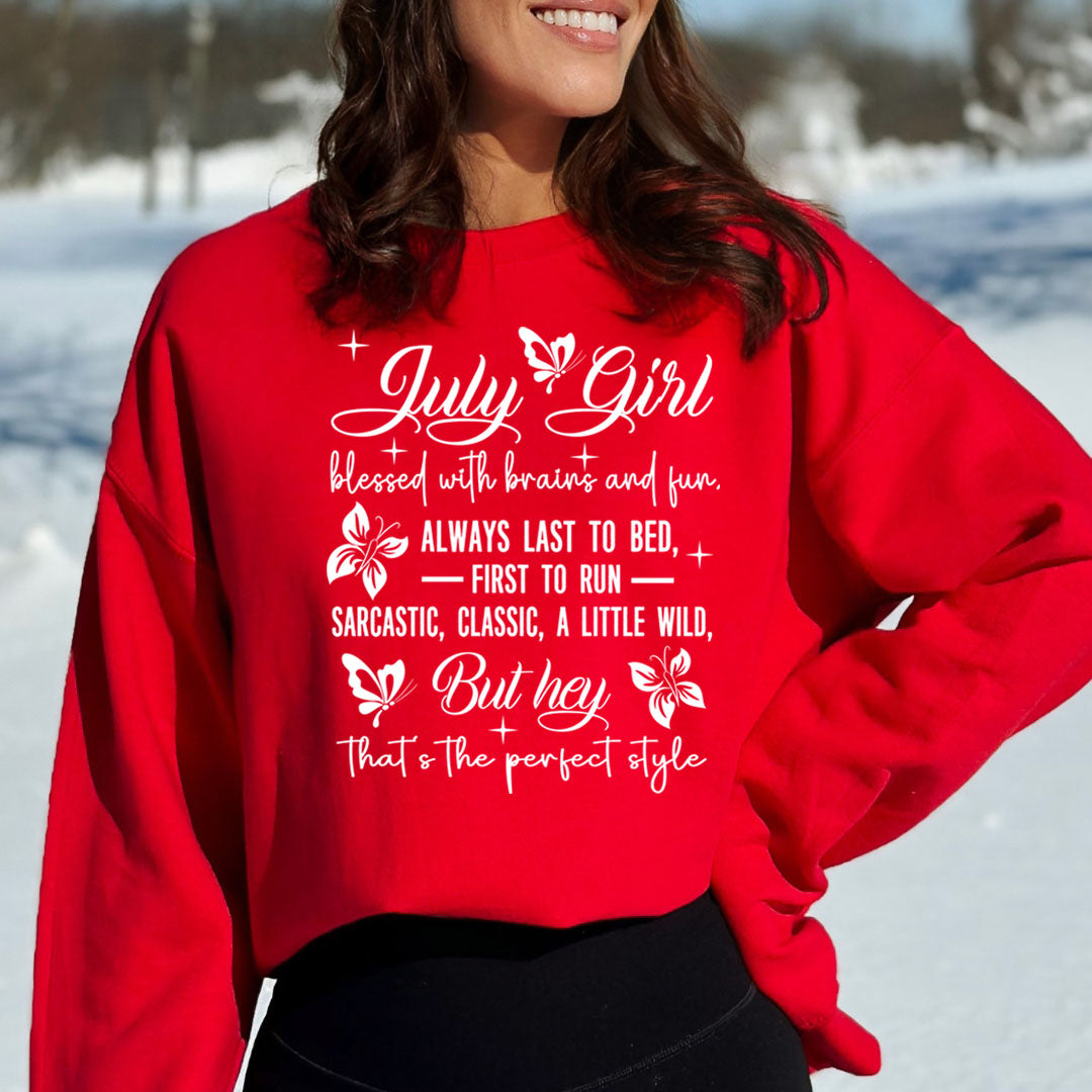 July Girl Blessed With Brains And Fun That's the Perfect Style - Cozy & Soft.