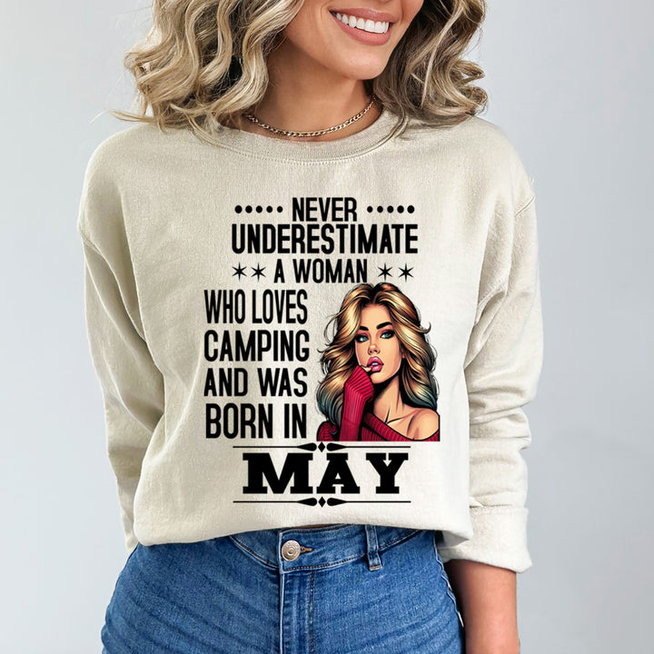 A Woman Who Loves Camping Was Born in May - Sweatshirt & Hoodie