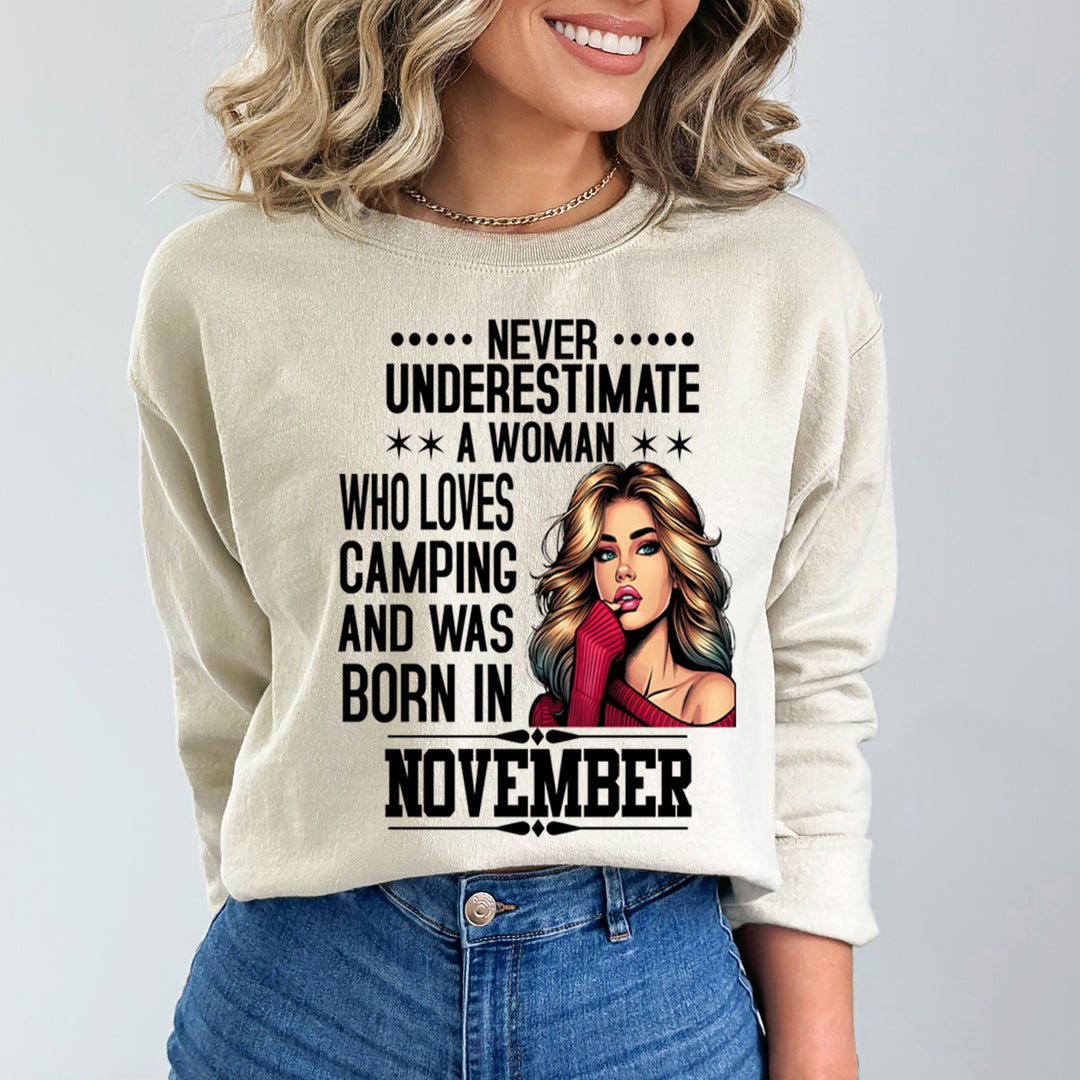 A Woman Who Loves Camping Was Born in November - Sweatshirt & Hoodie