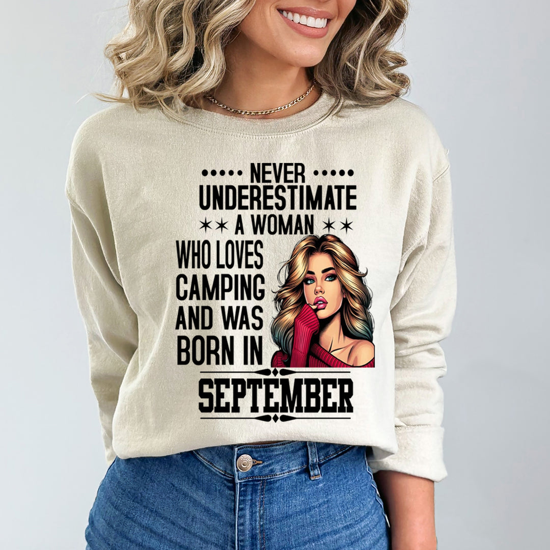 A Woman Who Loves Camping Was Born in September - Sweatshirt & Hoodie