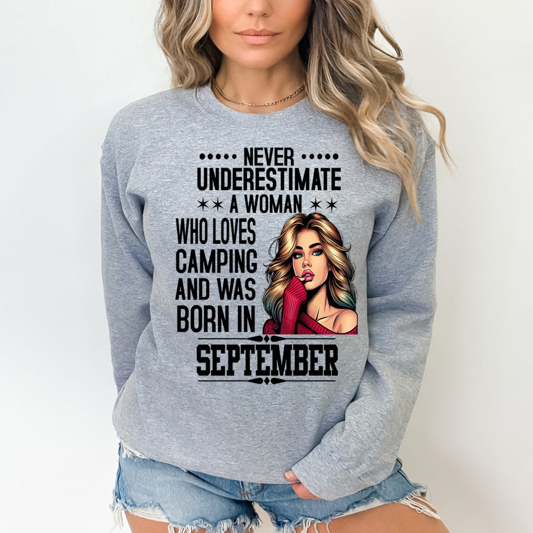 A Woman Who Loves Camping Was Born in September - Sweatshirt & Hoodie
