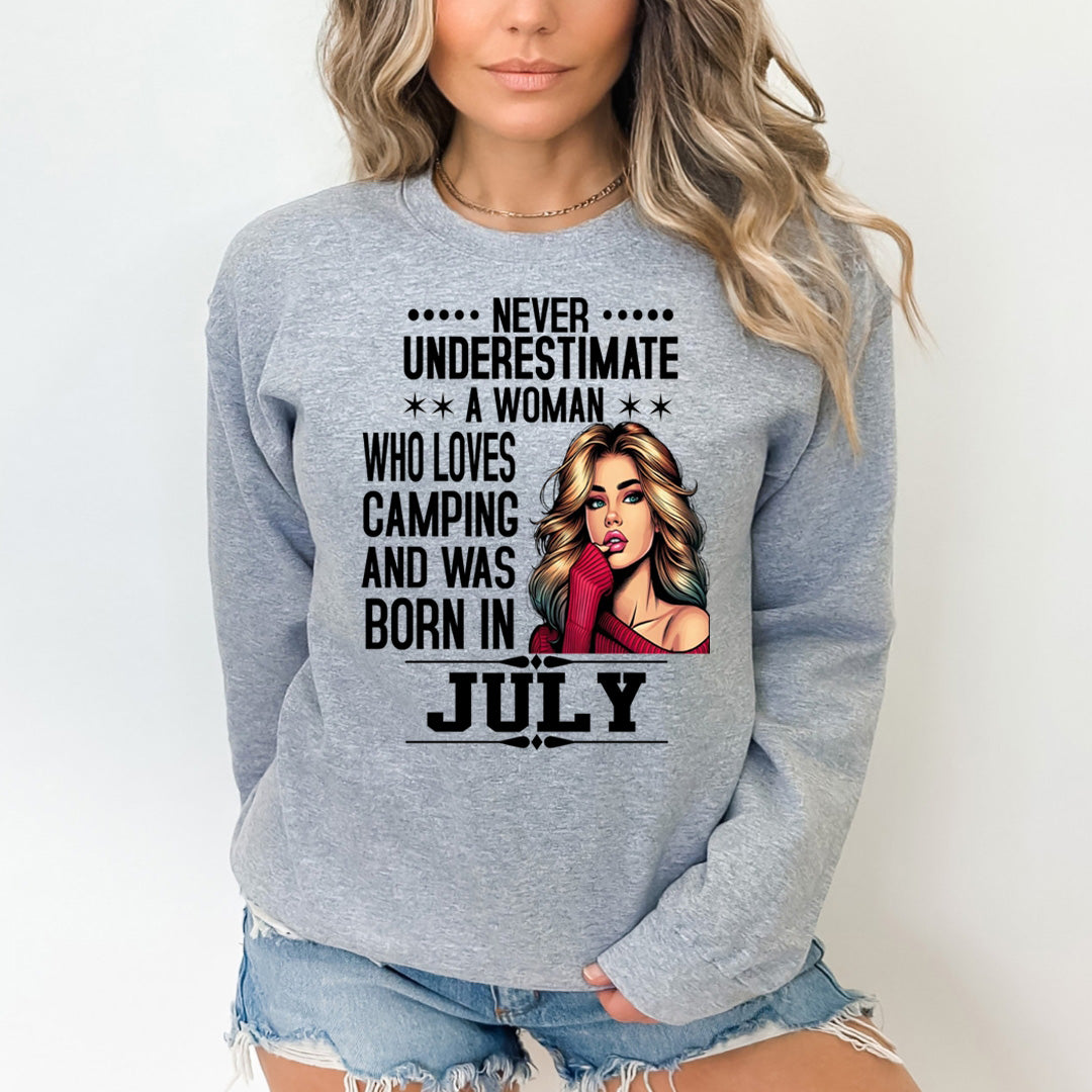 A Woman Who Loves Camping Was Born in July - Sweatshirt & Hoodie