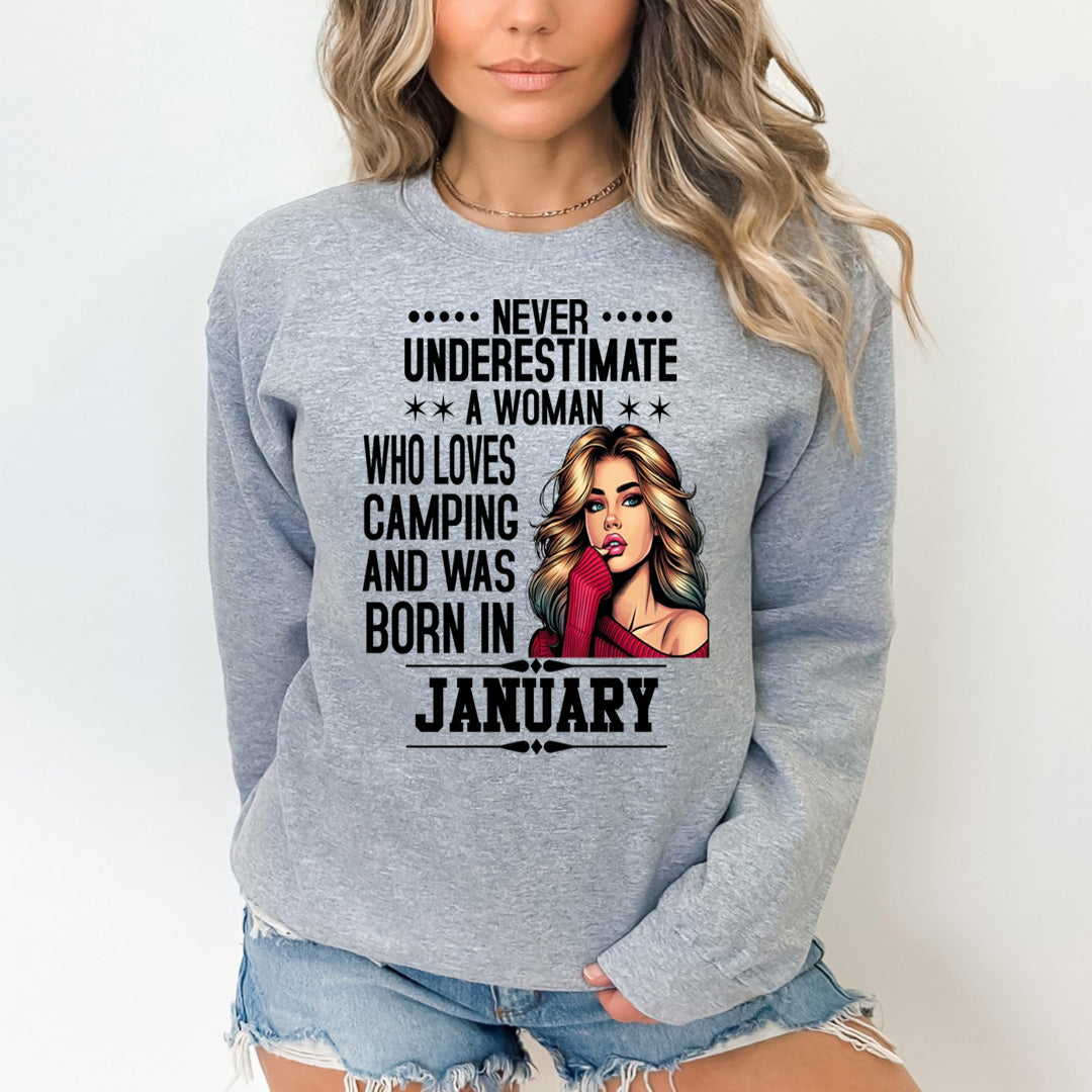 A Woman Who Loves Camping Was Born in January  - Sweatshirt & Hoodie