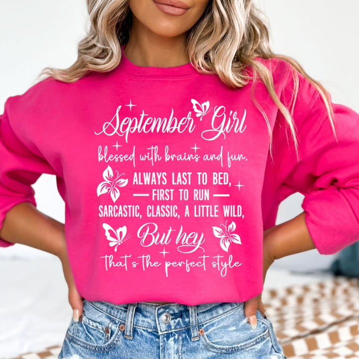 September Girl Blessed With Brains And Fun That's the Perfect Style - Cozy & Soft.