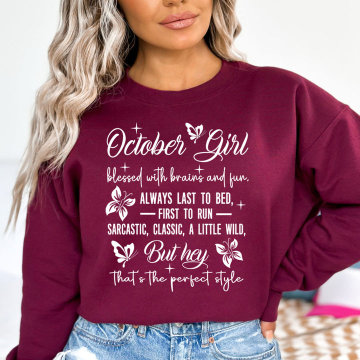 October Girl Blessed With Brains And Fun That's the Perfect Style - Cozy & Soft.