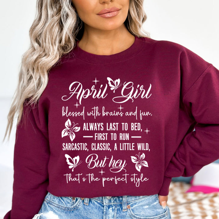 April Girl Blessed With Brains And Fun That's the Perfect Style - Cozy & Soft.