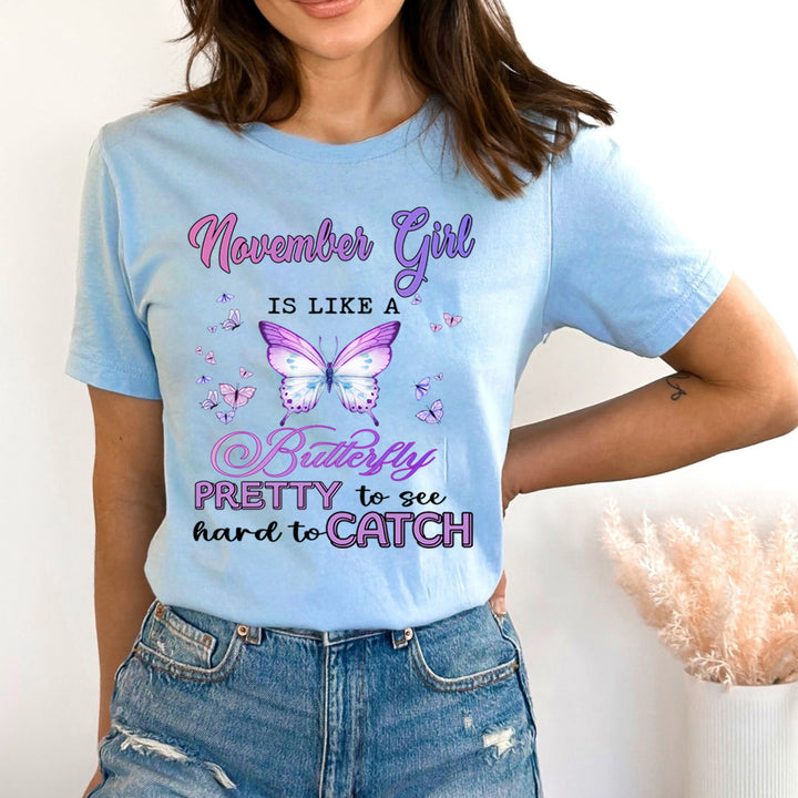 November Girl Is Like A Butterfly - Bella Canvas