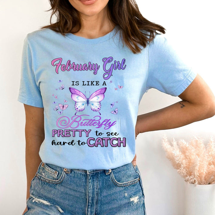 February Girl Is Like A Butterfly - Bella Canvas