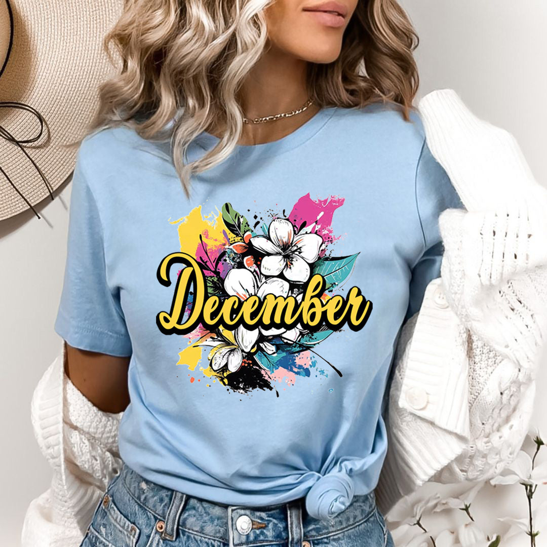 December With Colorful Flowers - Bella canvas