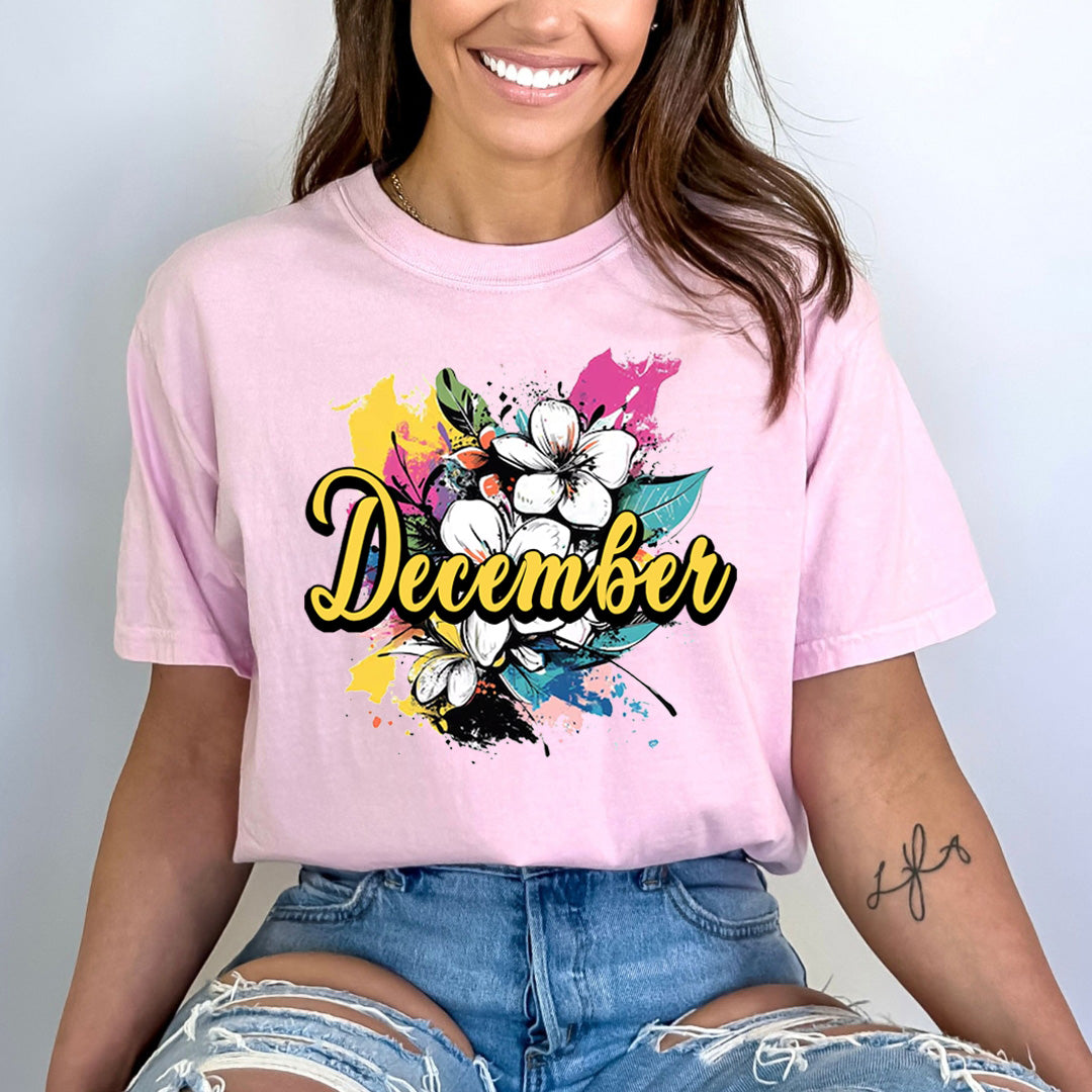 December With Colorful Flowers - Bella canvas