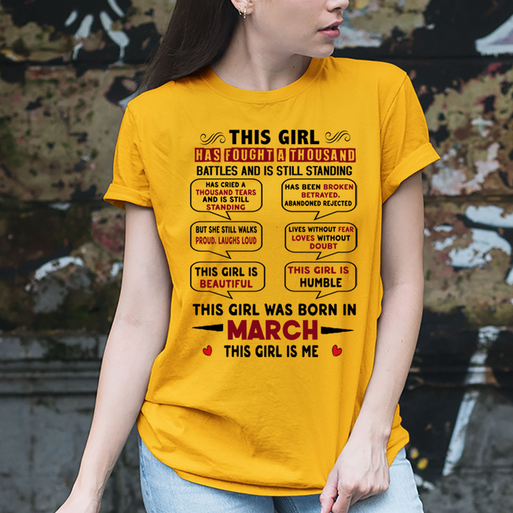This Girl Was Born In March - Unisex T-Shirt