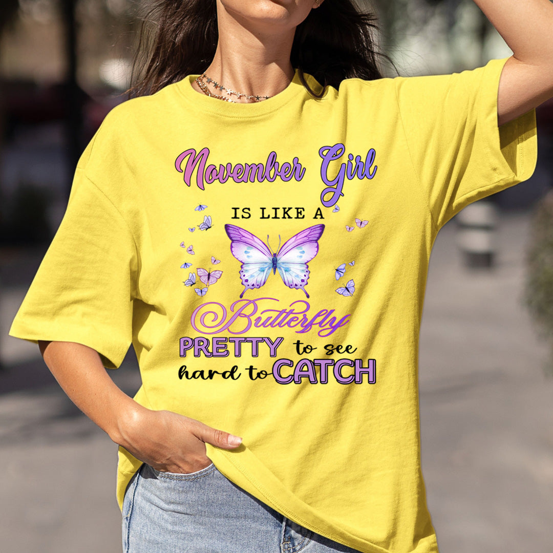 November Girl Is Like A Butterfly - Bella Canvas