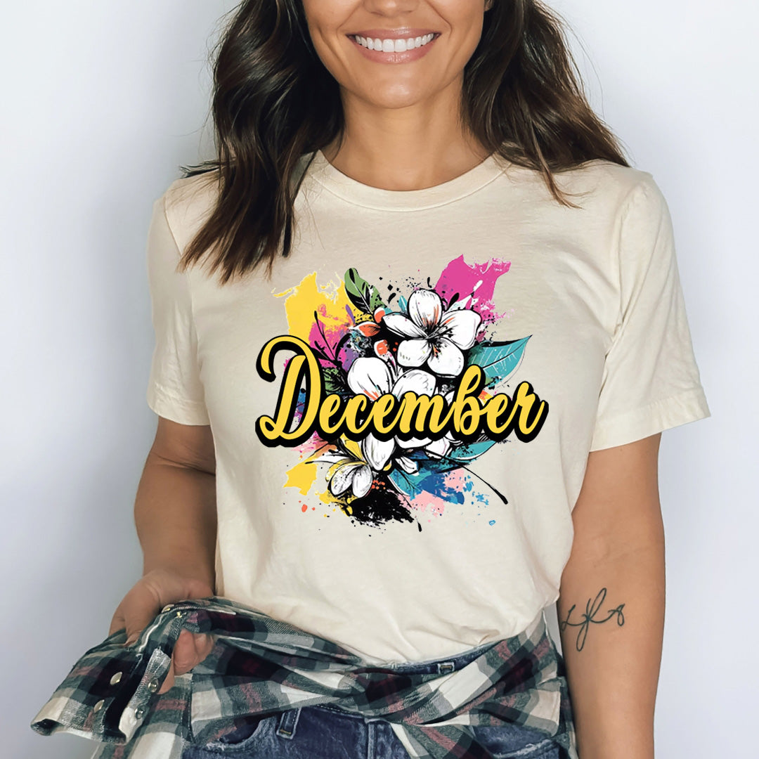 December With Colorful Flowers - Bella canvas