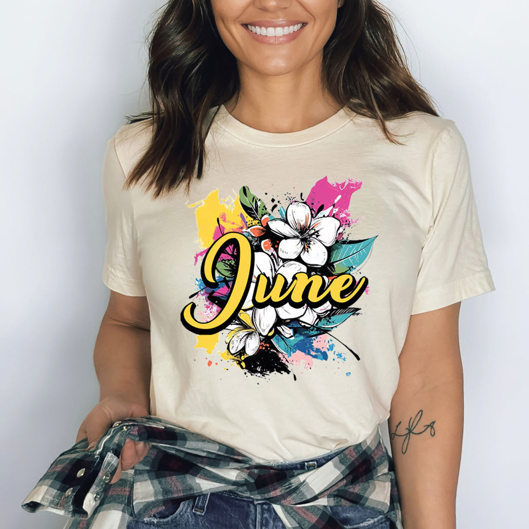 June With Colorful Flowers - Bella canvas