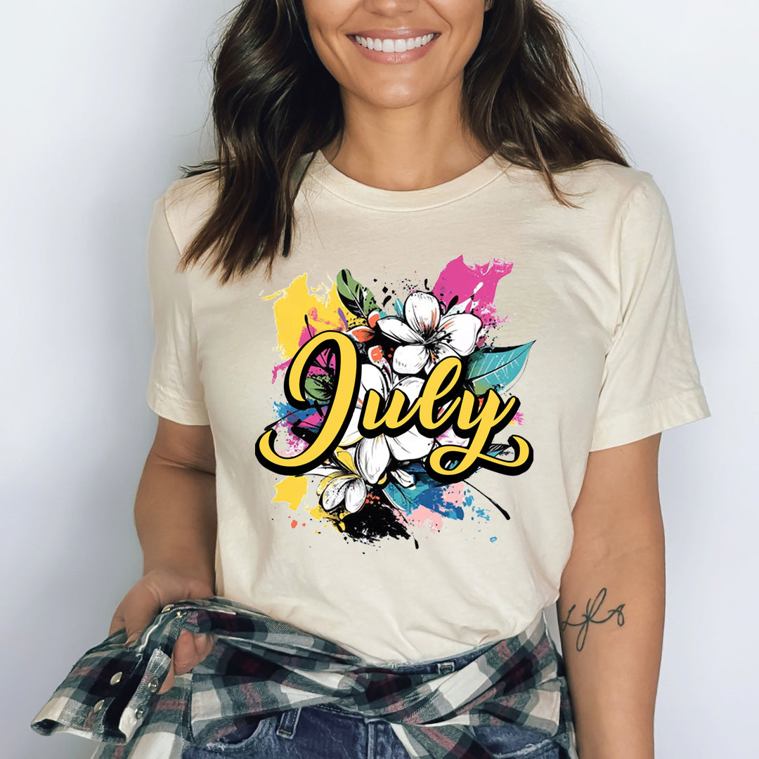 July With Colorful Flowers - Bella canvas