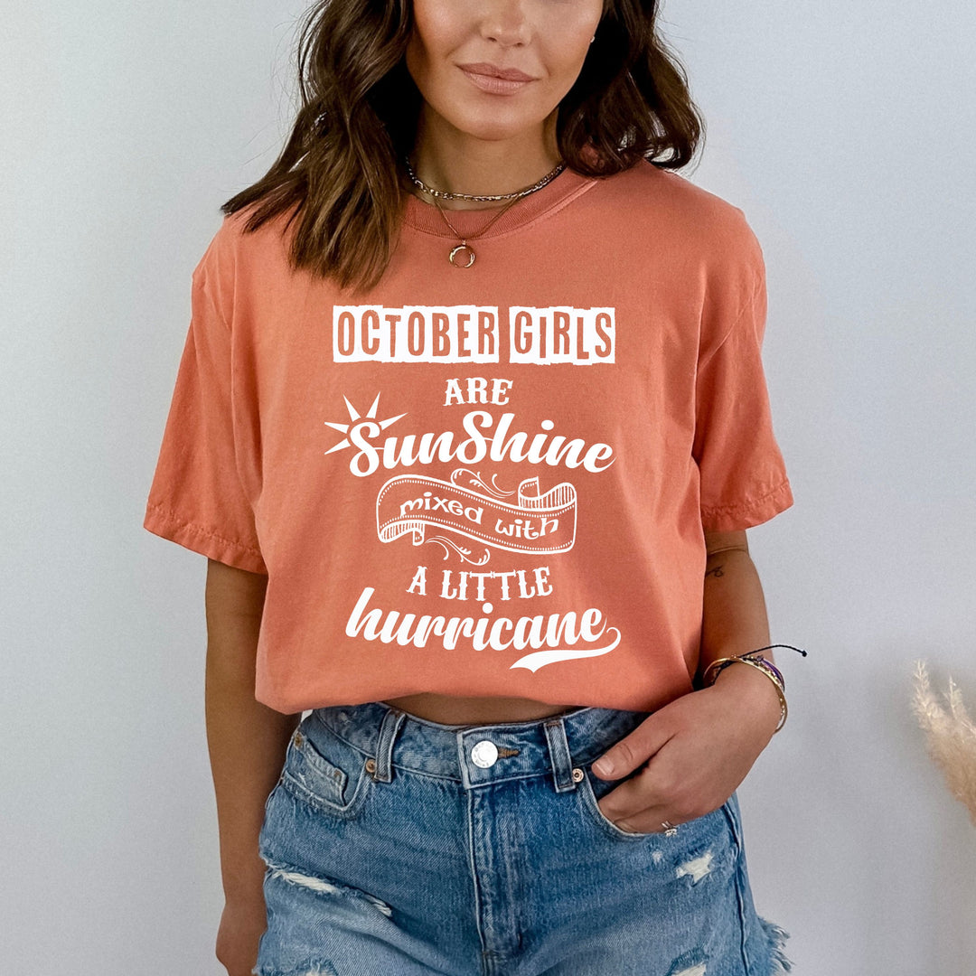 OCTOBER GIRLS ARE SUNSHINE - Bella Canvas Super Soft Cotton
