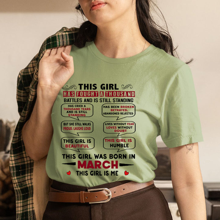 This Girl Was Born In March - Unisex T-Shirt