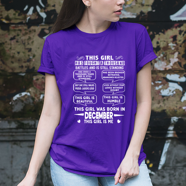 This Girl Was Born In December (white) - Unisex T-Shirt
