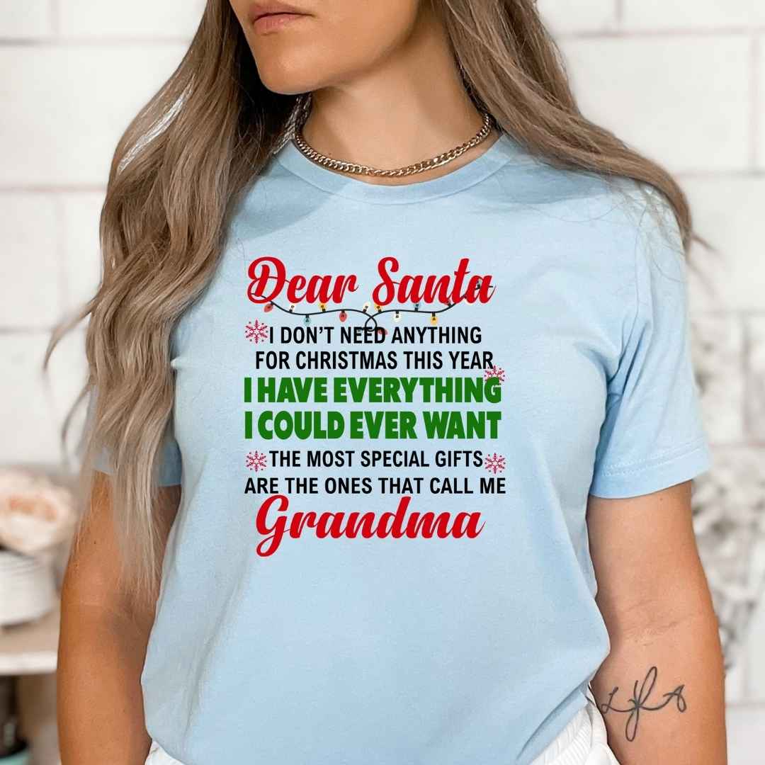 Dear Santa I Don't Need Anything- Bella canvas
