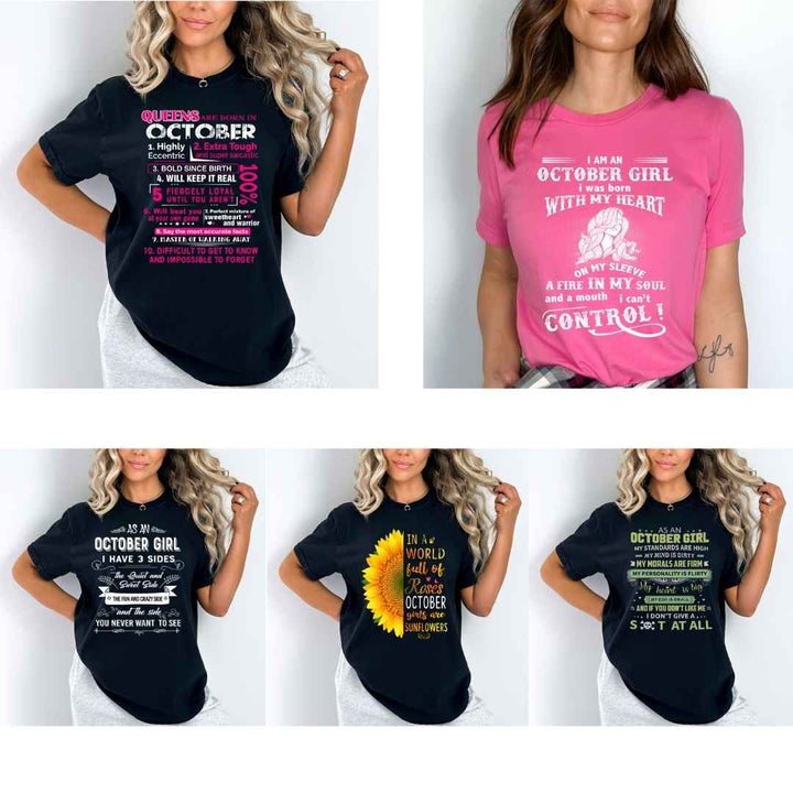 "Get Exclusive Discount On October Combo Pack Of 5 Shirts"(Flat Shipping) For B'day Girls.