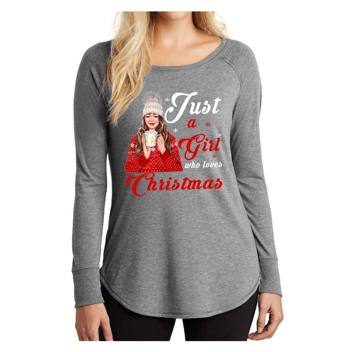 "JUST A GIRL WHO LOVES CHRISTMAS"- Stylish Long-Sleeve Tee