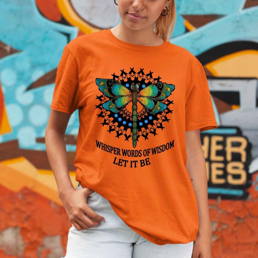"Whisper words of wisdom let it be", T-Shirt.