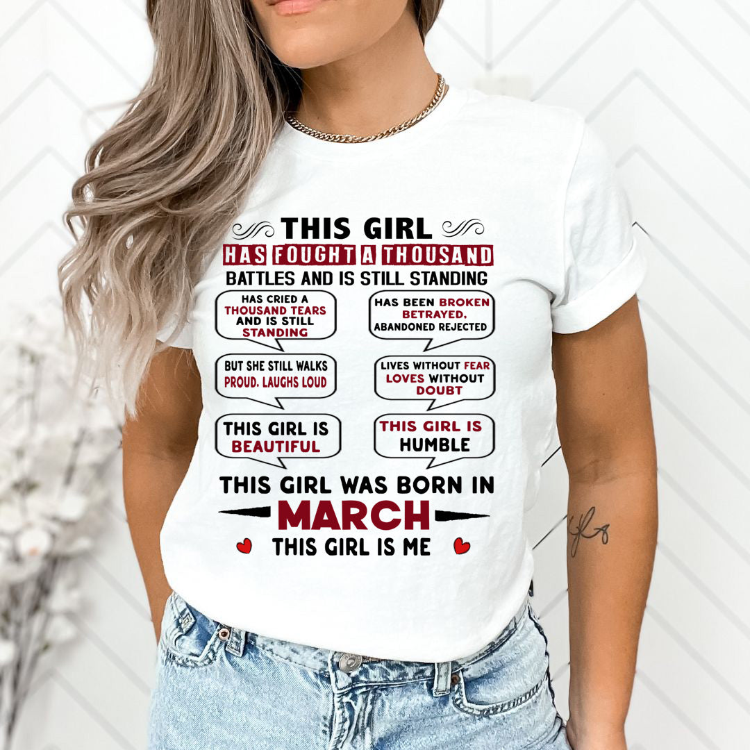 This Girl Was Born In March - Unisex T-Shirt