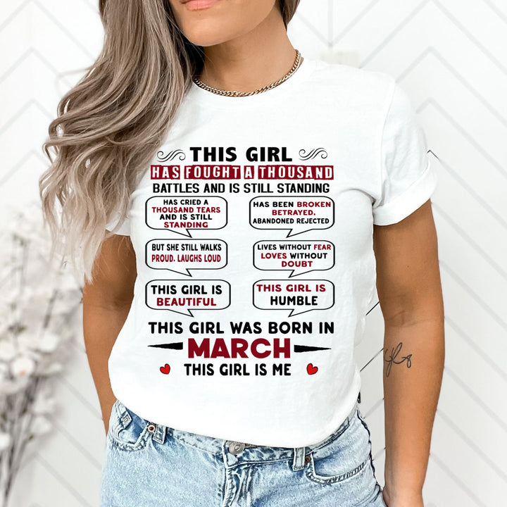 This Girl Was Born In March - Unisex T-Shirt