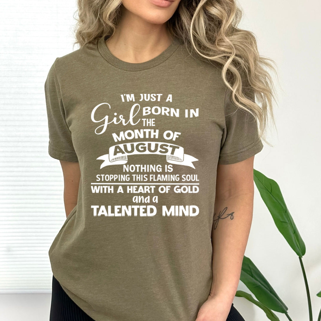 August Girl With A Heart Of Gold - Bella Canvas