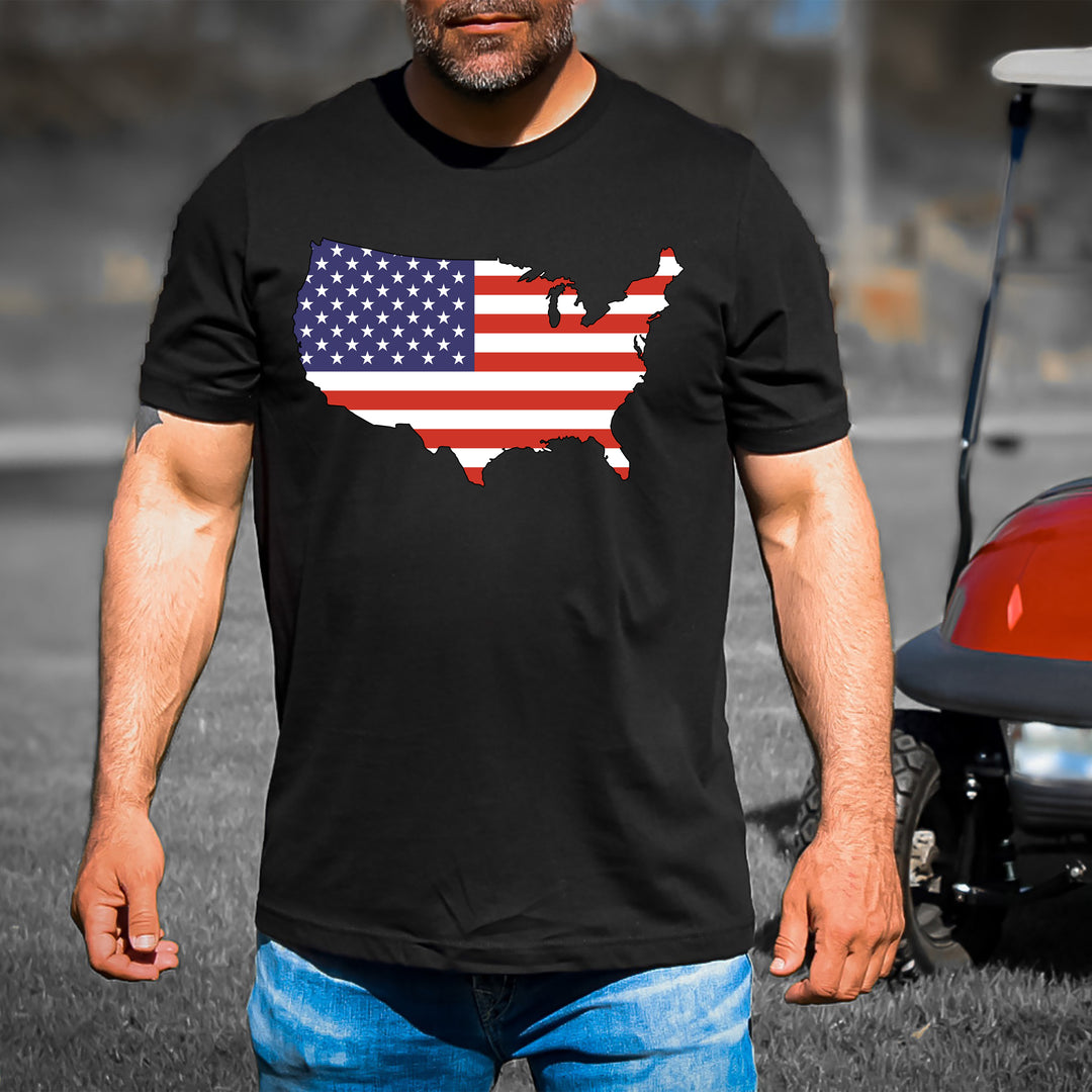 USA FLAG WITH MAP -Men's Tee