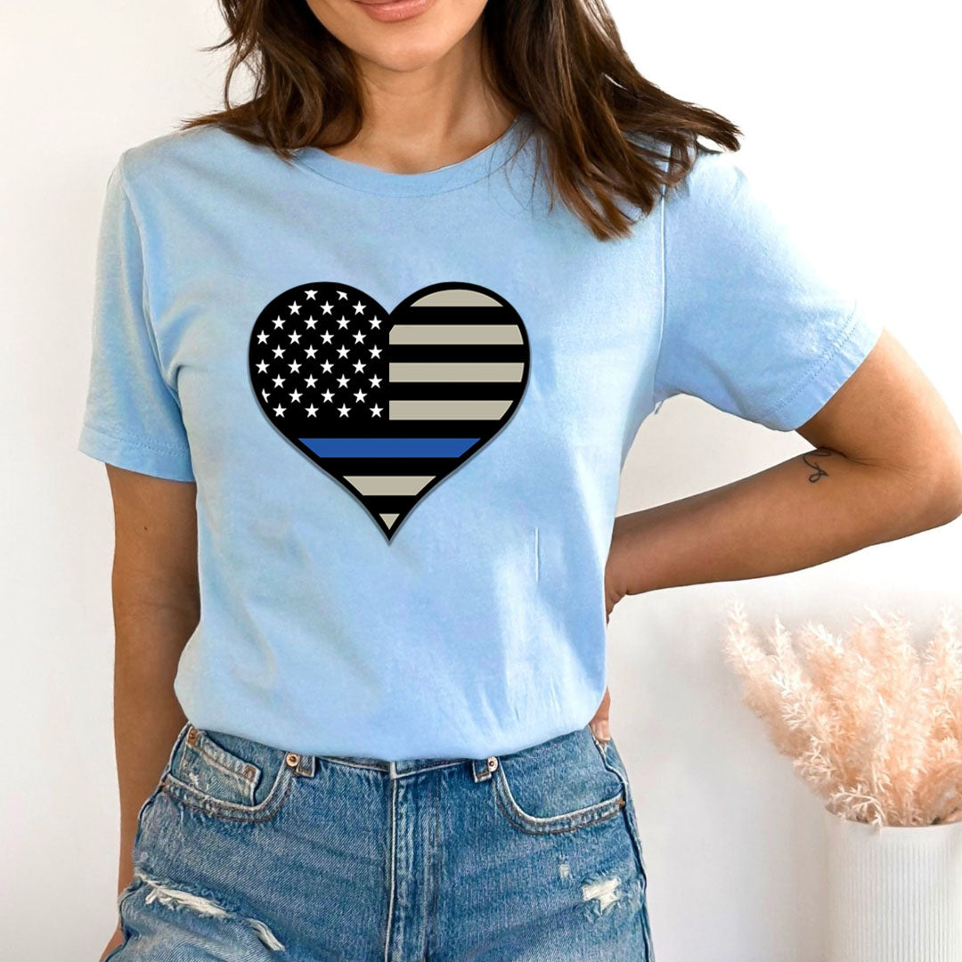 Police Flag Heart - Bella canvas