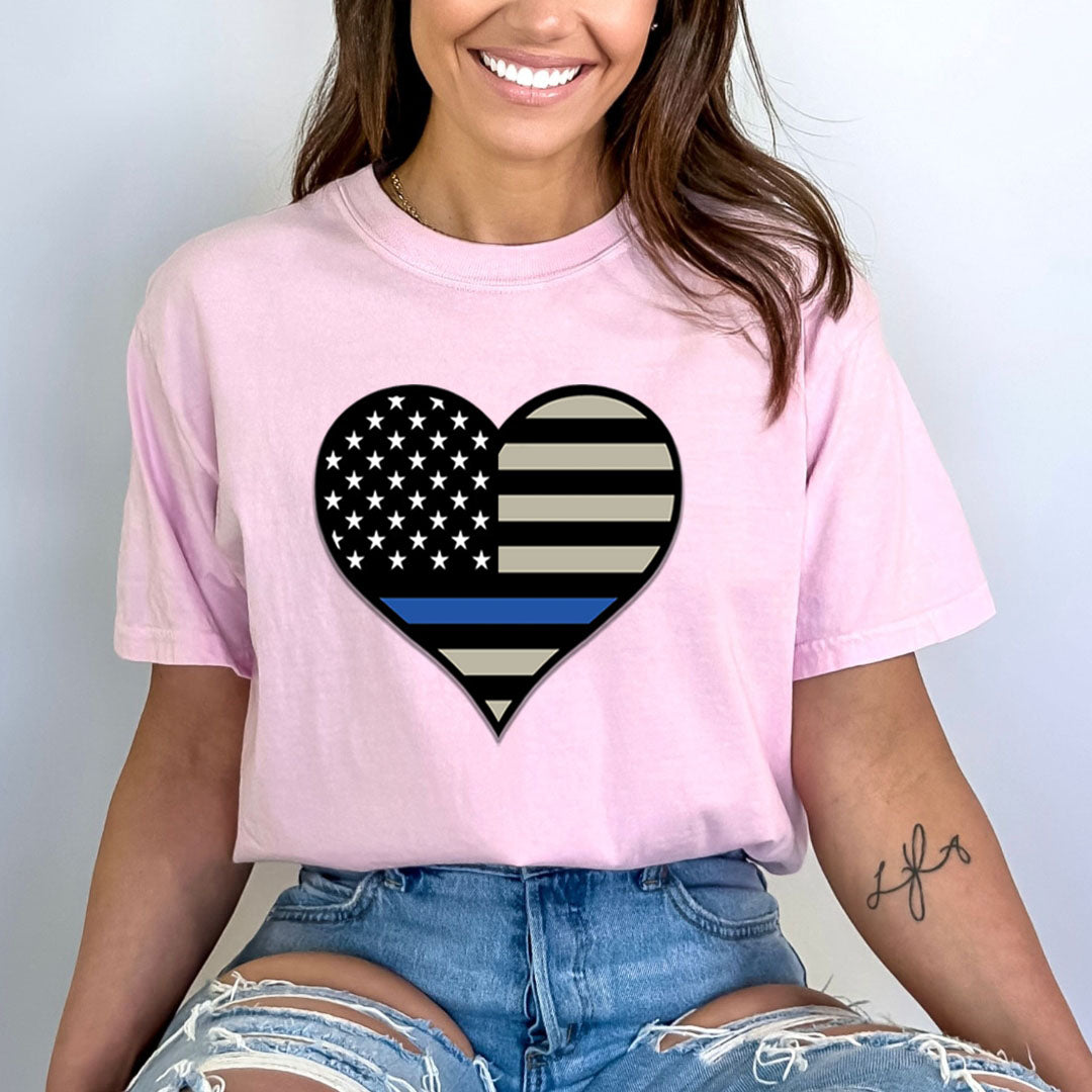 Police Flag Heart - Bella canvas