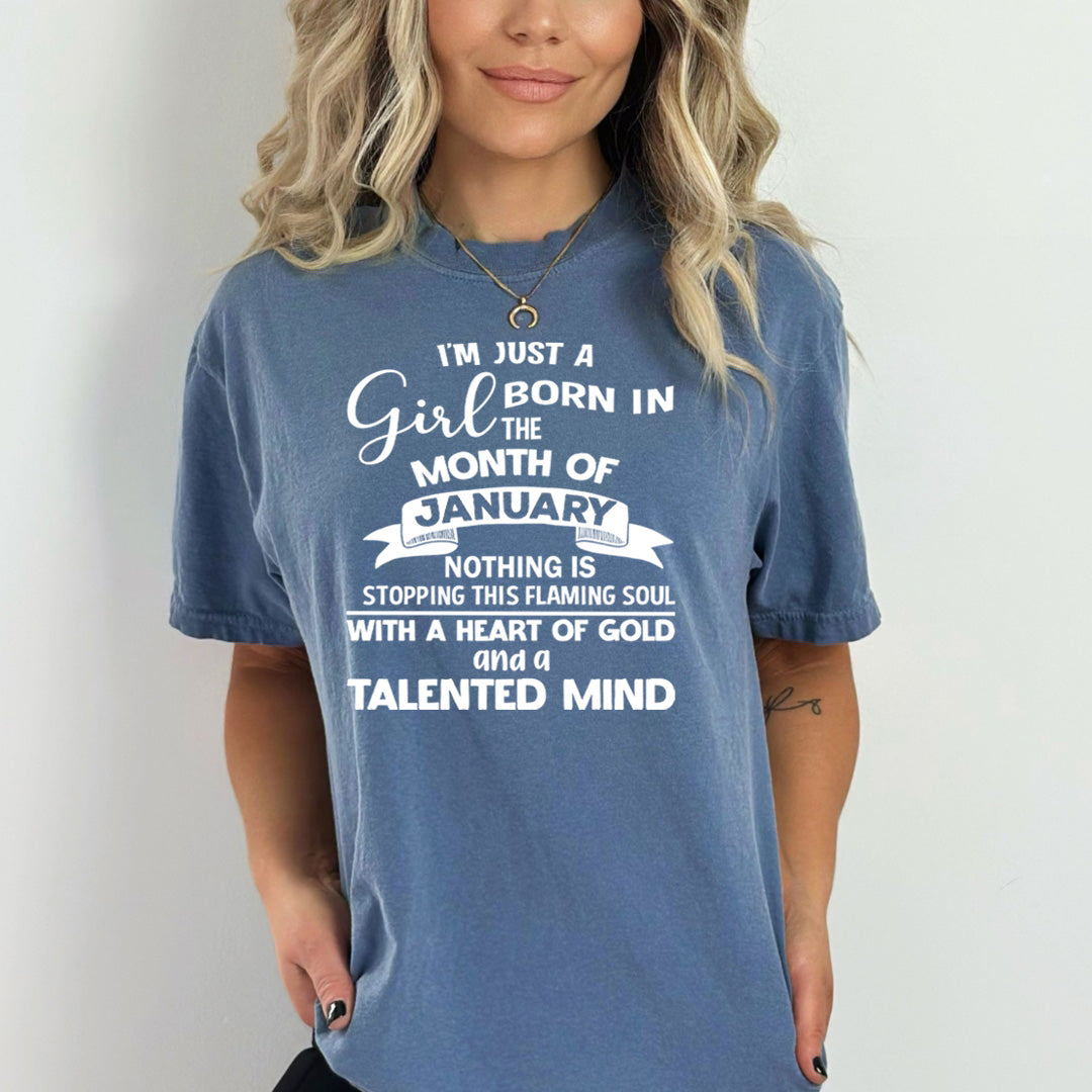 January Girl With A Heart Of Gold - Bella Canvas