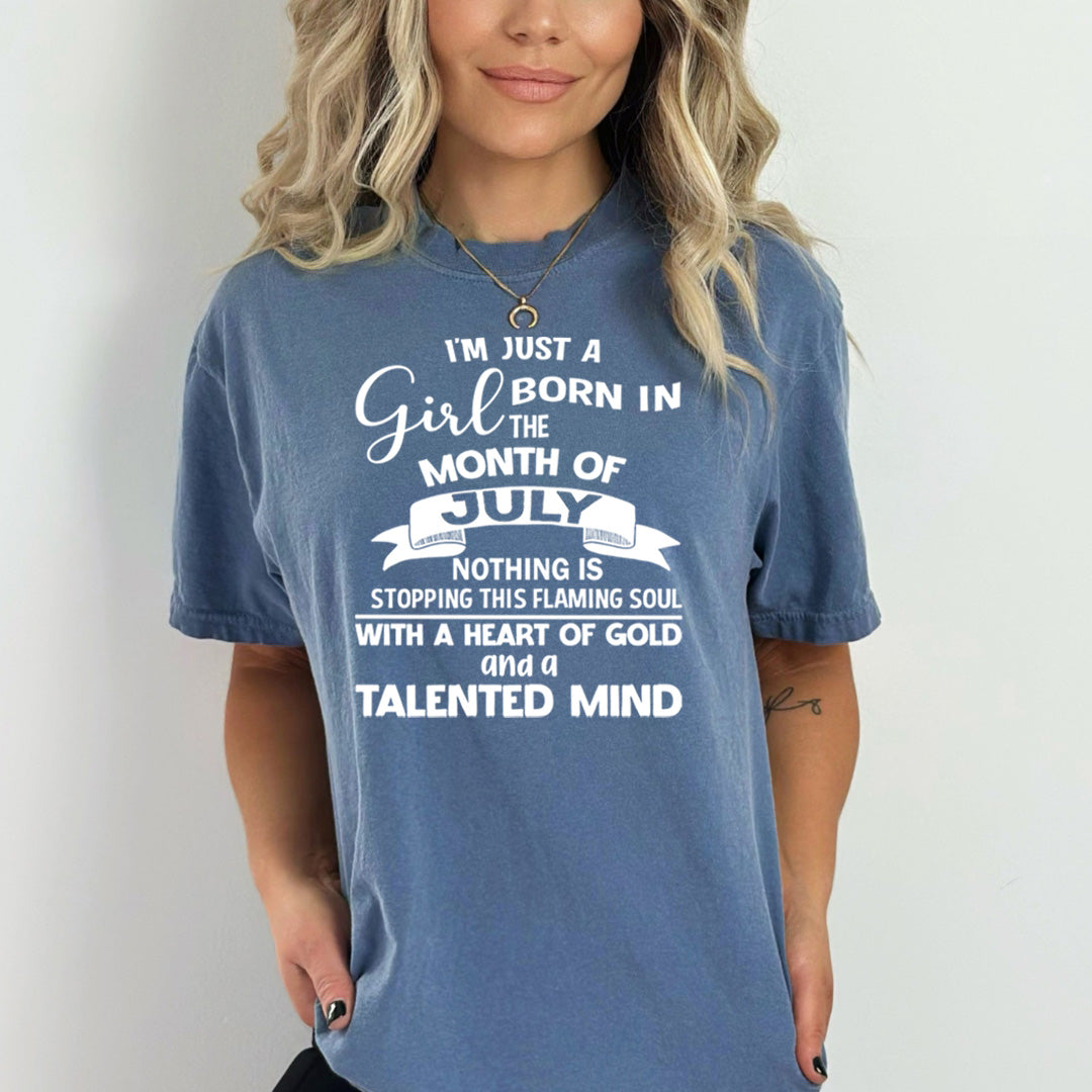 July Girl With A Heart Of Gold - Bella Canvas