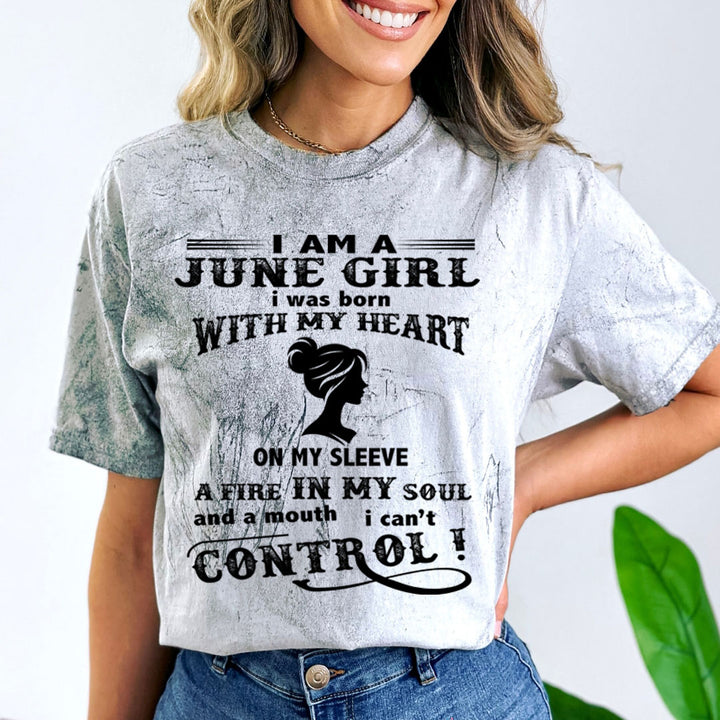 I Am A June Girl ( Fire In My Soul) - Unisex Tie-Dye Colorblast T-Shirt
