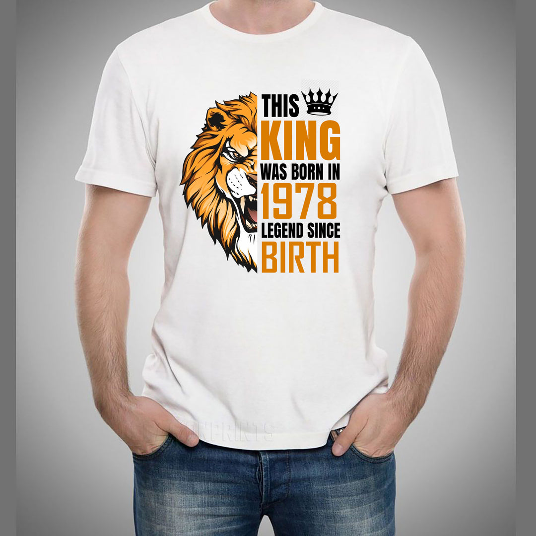 "The King Was Born" (Choose your Year 1971 to 1980) Men's Tee