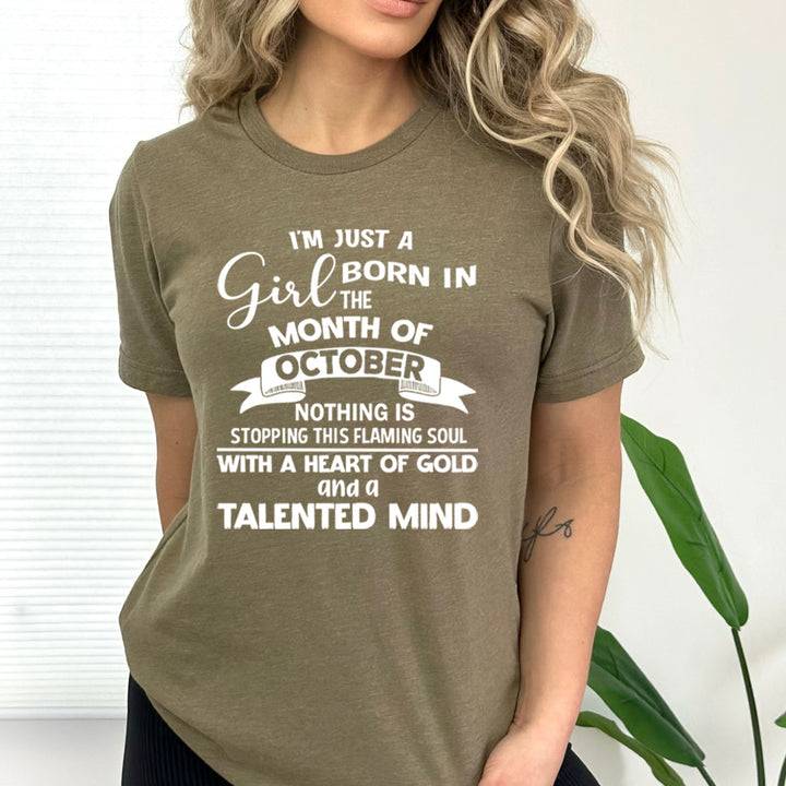 October Girl With A Heart Of Gold - Bella Canvas