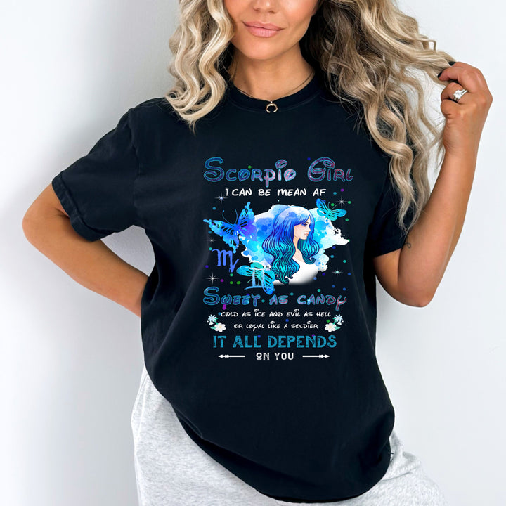 "SCORPIO GIRL"I CAN BE MEAN AF SWEET AS CANDY" - Unisex Tee (Copy)