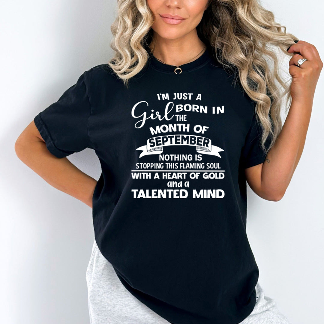 September Girl With A Heart Of Gold - Bella Canvas