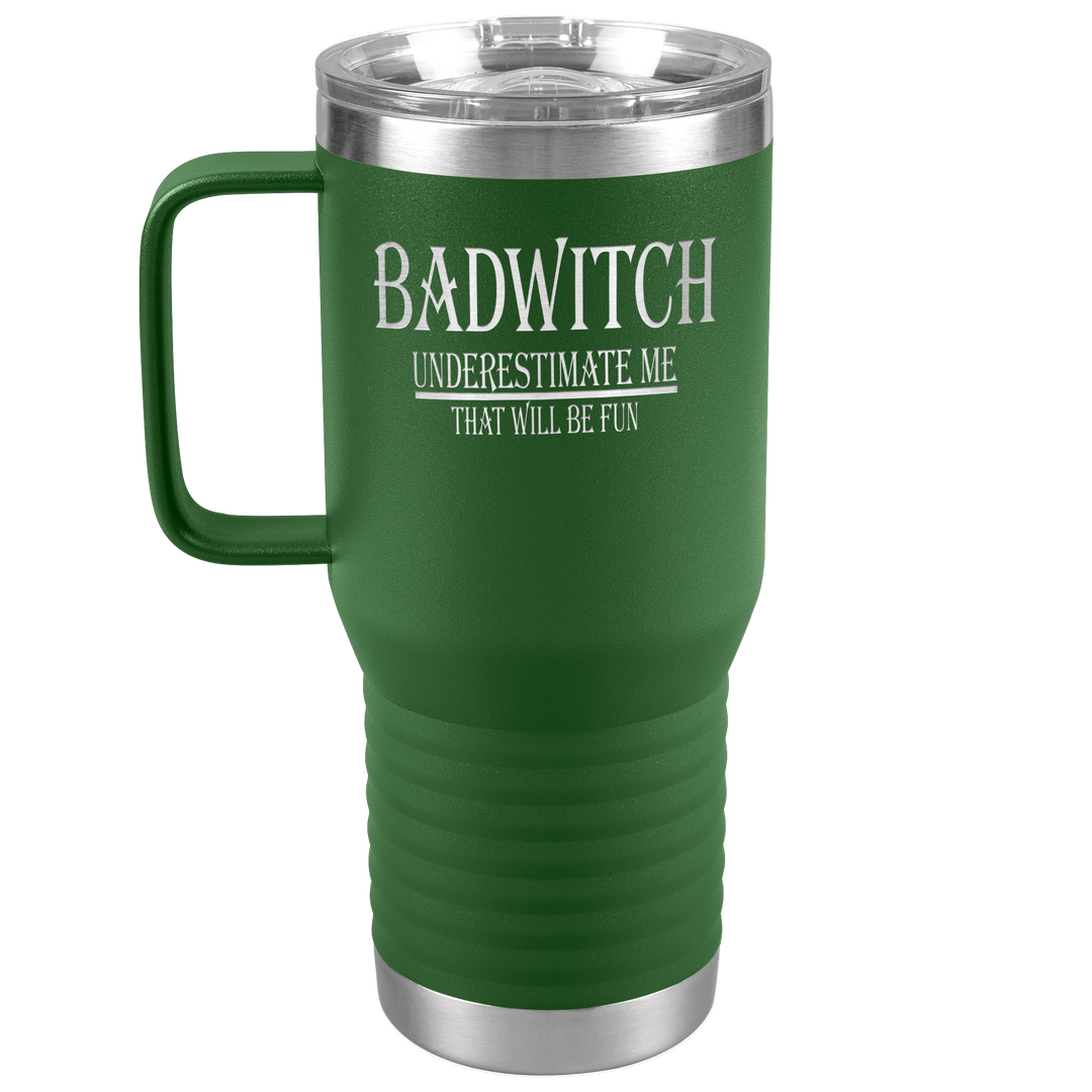 "BADWITCH" TRAVEL TUMBLER.