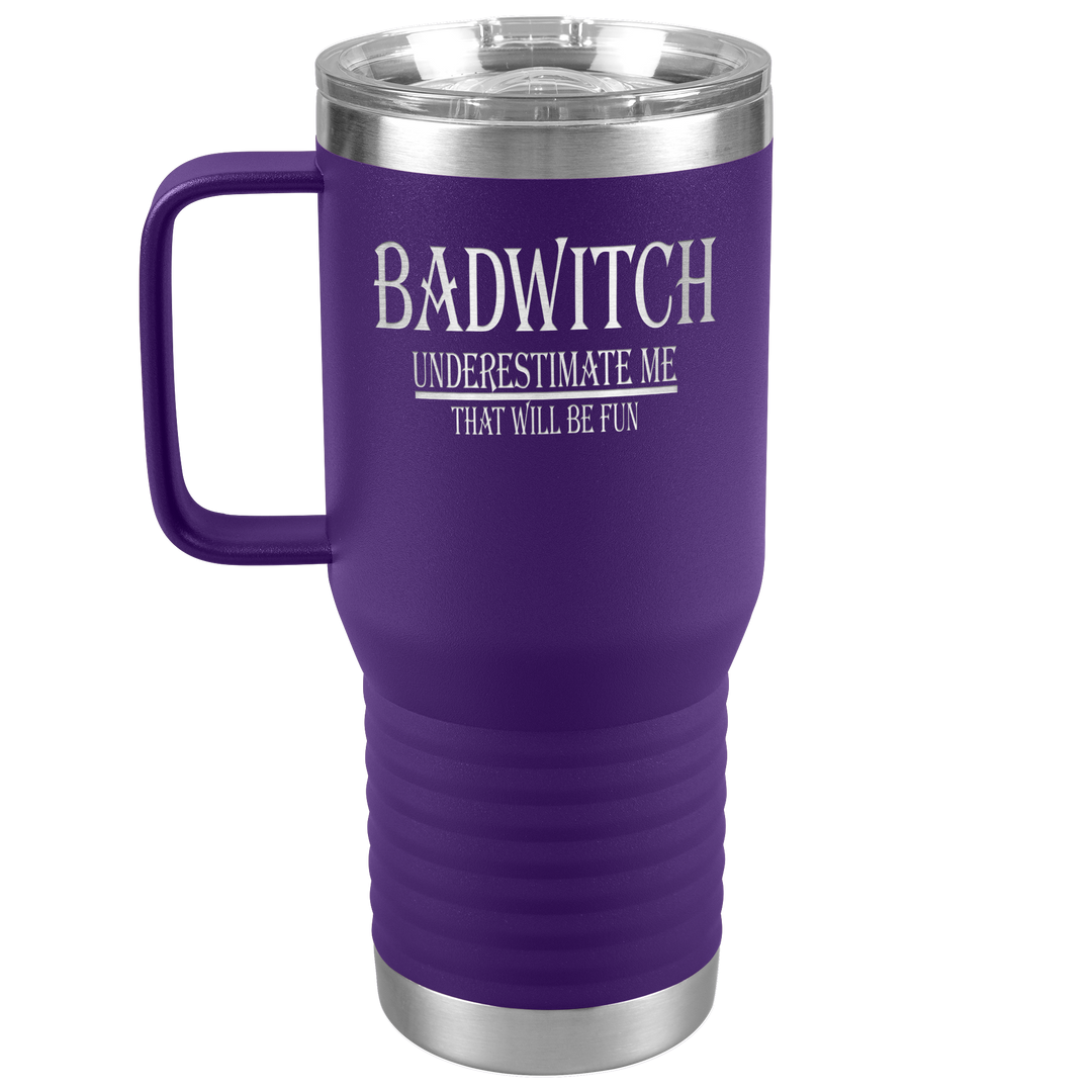 "BADWITCH" TRAVEL TUMBLER.