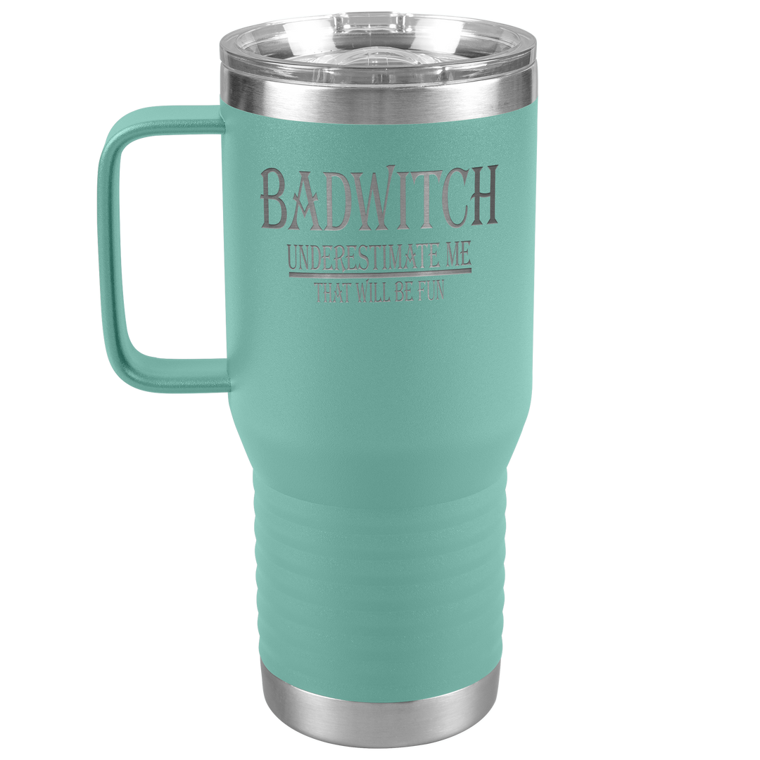 "BADWITCH" TRAVEL TUMBLER.