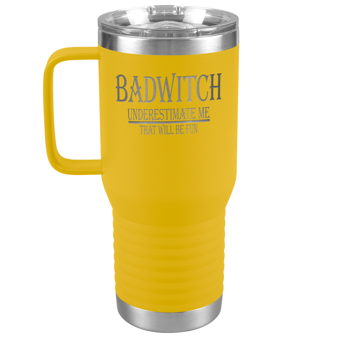 "BADWITCH" TRAVEL TUMBLER.