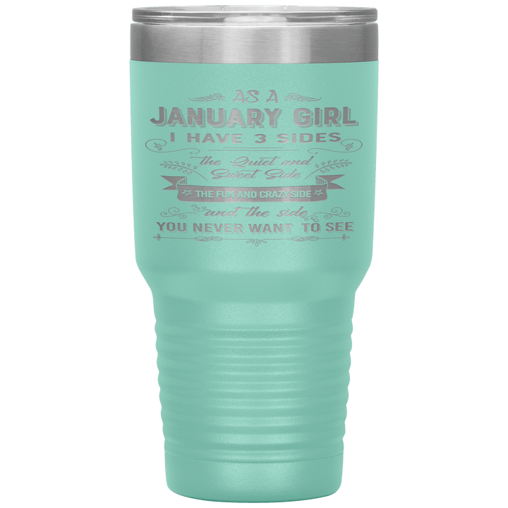 "January Girl 3 sides "Tumbler.Buy For Family & Friends. Save Shipping. - LA Shirt Company